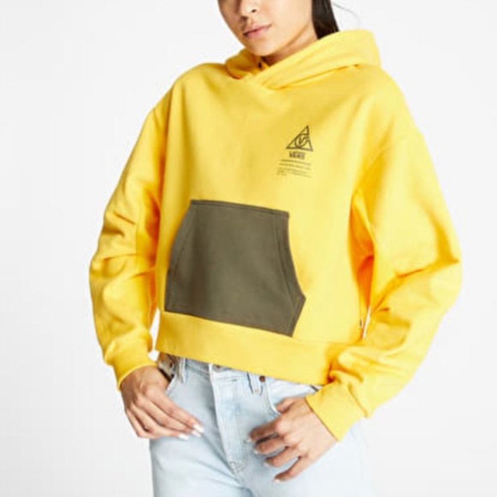 VANS 66 Supply 2 Hoodie Yellow Cotton Blend Prints Chest Back Womens VN0A5DS785W